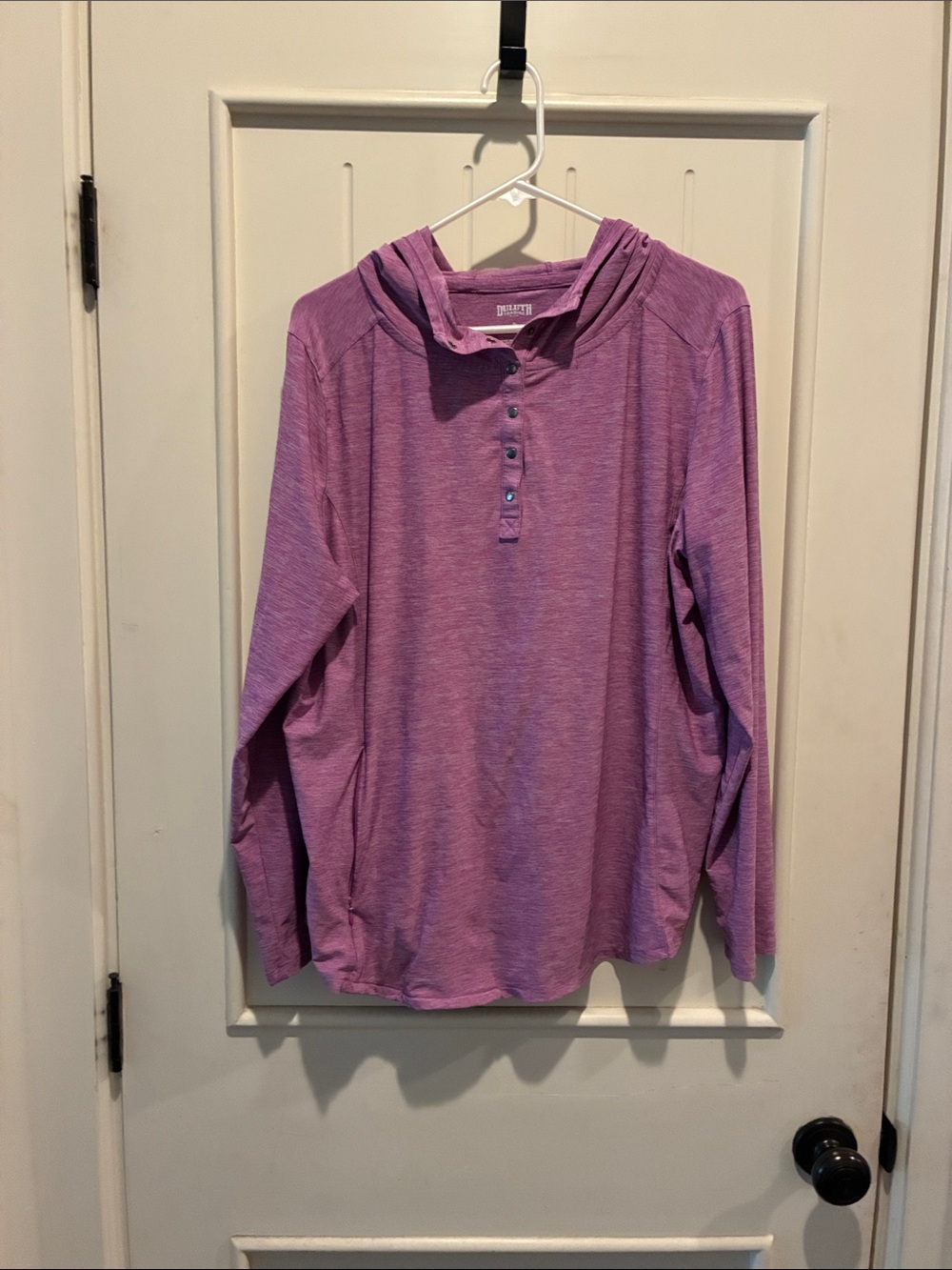 Duluth Trading Co Purple Hooded Henley Long-Sleeve Top SZ XL